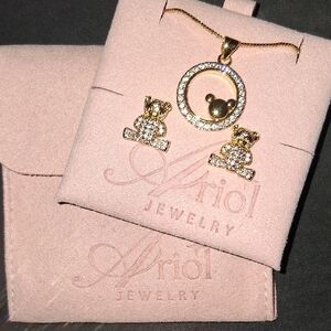 Gold and Silver Bear Necklace Set
